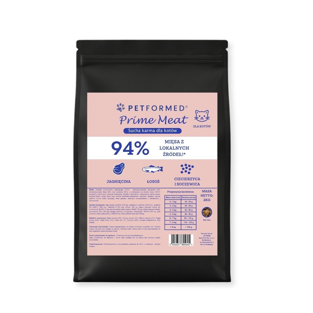KARMA DLA KOTA SUCHA 1 Sucha karma Petformed Prime Meat dla kota — Jagnięcina z Łososiem - obrazek 1